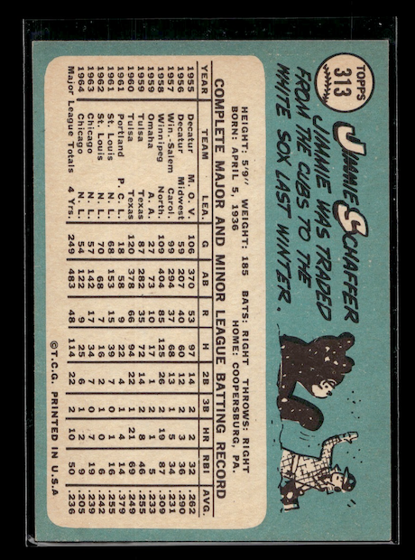 1965 Topps #313 Jimmie Schaffer (Chicago White Sox)