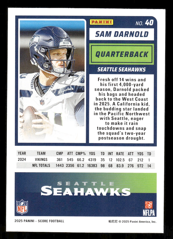 2025 Score #40 Sam Darnold (Seattle Seahawks)