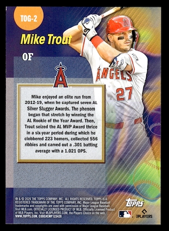 2026 Topps Titans of The Game #TOG2 Mike Trout (Los Angeles Angels)