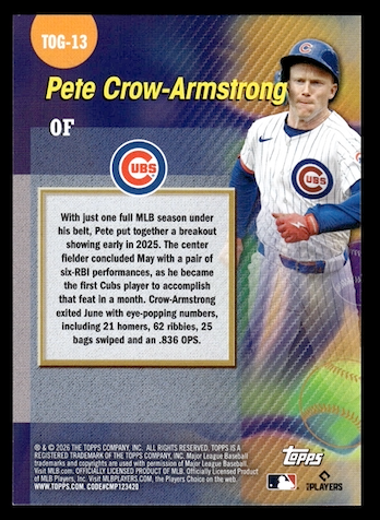 2026 Topps Titans of The Game #TOG13 Pete Crow-Armstrong (Chicago Cubs)