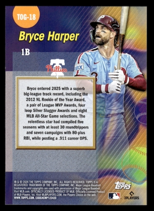 2026 Topps Titans of The Game #TOG18 Bryce Harper (Philadelphia Phillies)