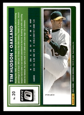 2025 Donruss Optic Black Pandora #20 Tim Hudson (Oakland Athletics)
