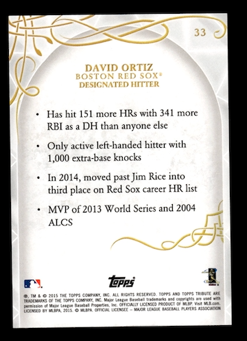 2015 Topps Tribute #33 David Ortiz (Boston Red Sox)