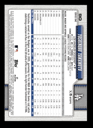 2026 Topps #90 Yoshinobu Yamamoto (Los Angeles Dodgers)
