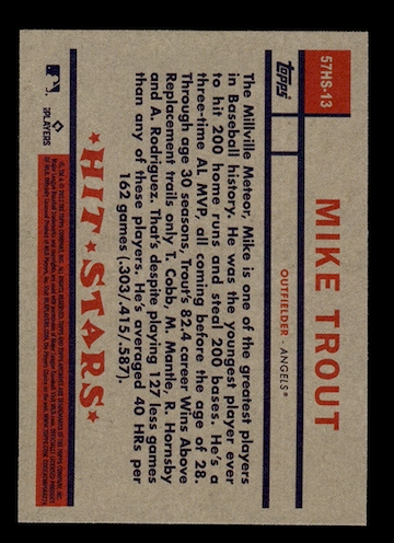 2023 Topps Archives '57 Topps Hit Stars #57HS13 Mike Trout (Los Angeles Angels)