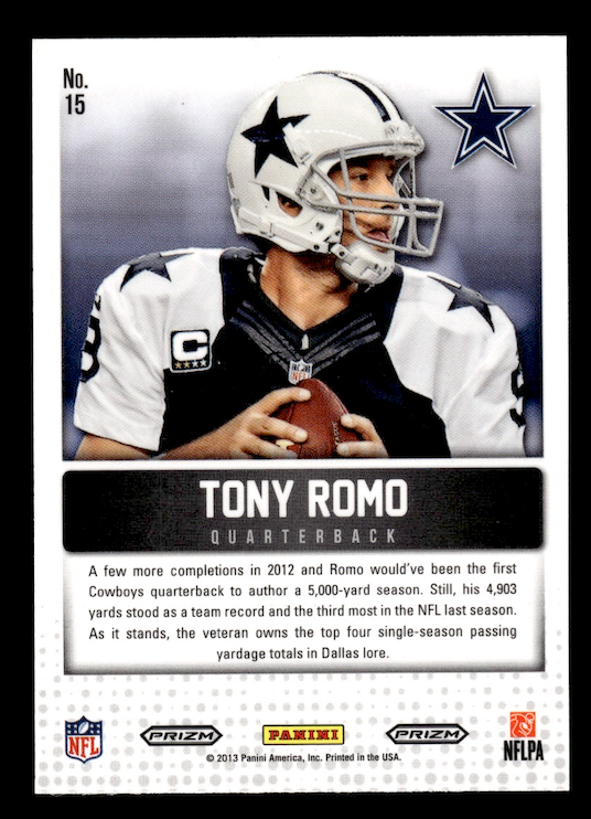 2013 Panini Cornerstones #15 Tony Romo (Dallas Cowboys)