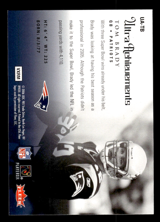 2006 Ultra Achievements #UATB Tom Brady (New England Patriots)