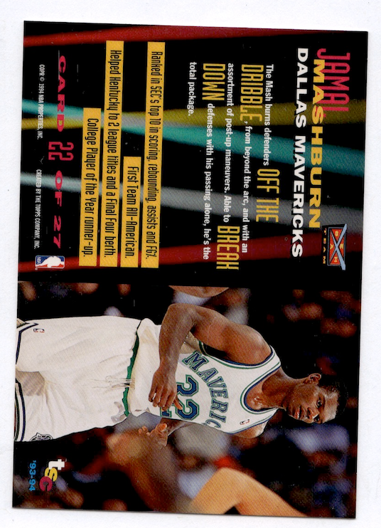 1993-94 Stadium Club Beam Team #22 Jamal Mashburn (Dallas Mavericks)