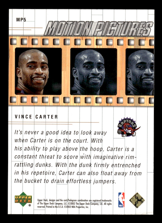 2001-02 Upper Deck Motion Pictures #MP5 Vince Carter (Toronto Raptors)
