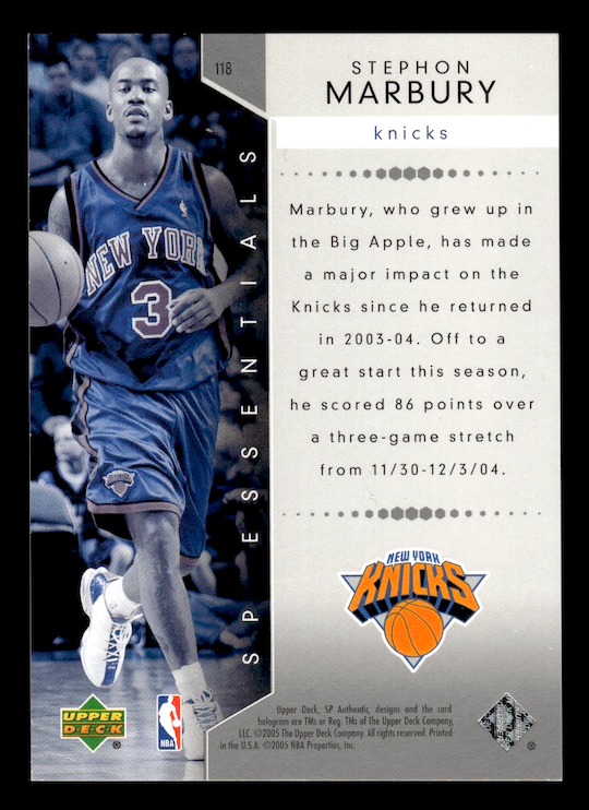 2004-05 SP Authentic #118 Stephon Marbury #'d /2999 (New York Knicks)