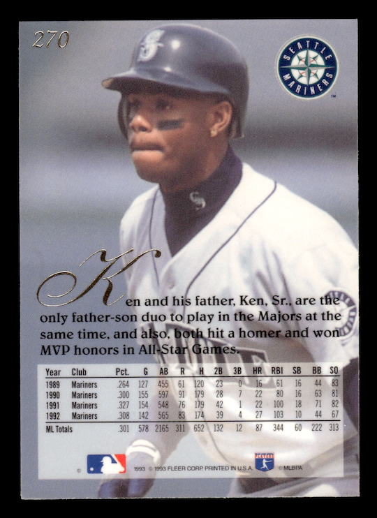 1993 Flair #270 Ken Griffey Jr. (Seattle Mariners)