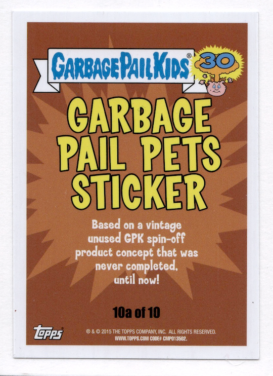 2015 Topps Garbage Pail Kids 30th Anniversary Black #PETS10a Seth Skunk