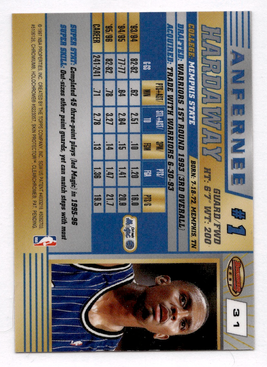 1996-97 Bowman's Best #31 Anfernee Hardaway (Orlando Magic)