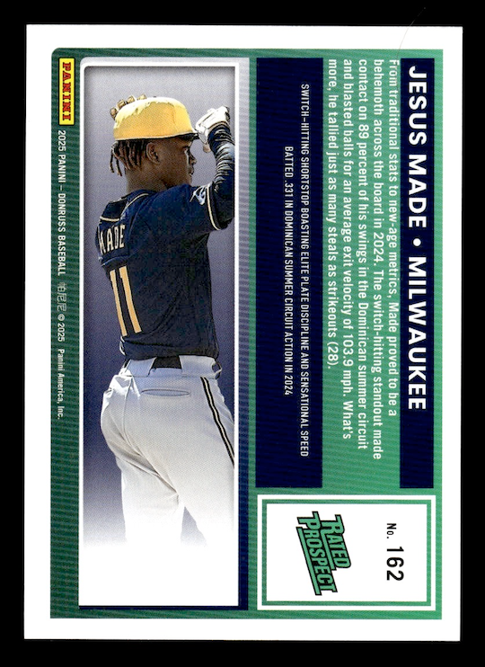 2025 Donruss Rockets #162 Jesus Made Rated Rookie (Milwaukee Brewers)