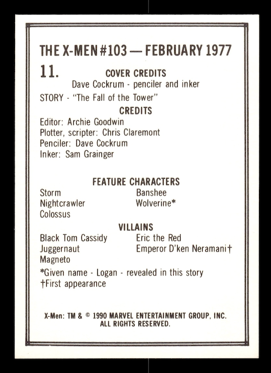 1990 Comic Images Uncanny X-Men Covers Series I #11 Issue #103