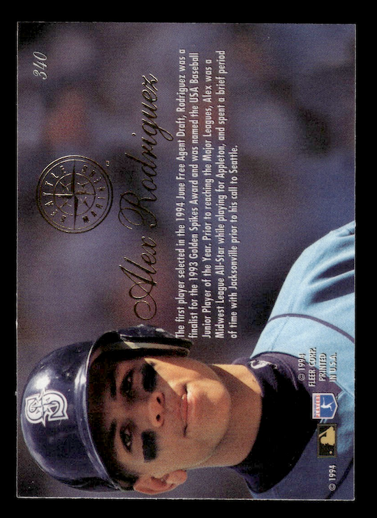 1994 Flair #340 Alex Rodriguez Rookie (Seattle Mariners)