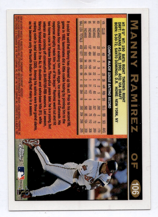 1997 Topps Chrome #106 Manny Ramirez (Cleveland Indians)