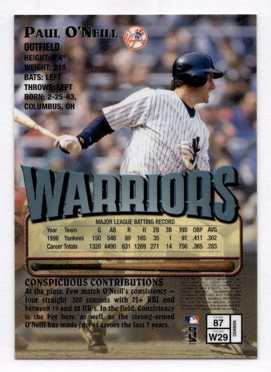 1997 Finest #87 Paul O'Neill (New York Yankees)