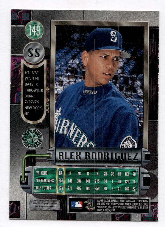 1997 Metal Universe #149 Alex Rodriguez (Seattle Mariners)