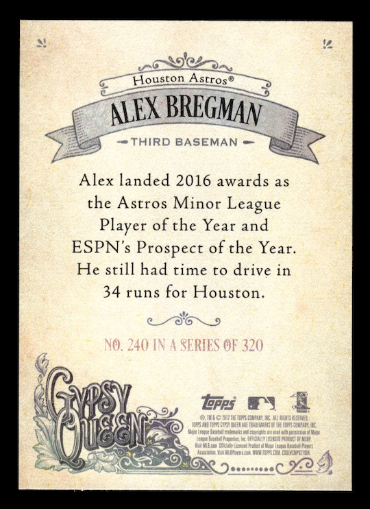 2017 Topps Gypsy Queen #240A Alex Bregman Rookie (Houston Astros)