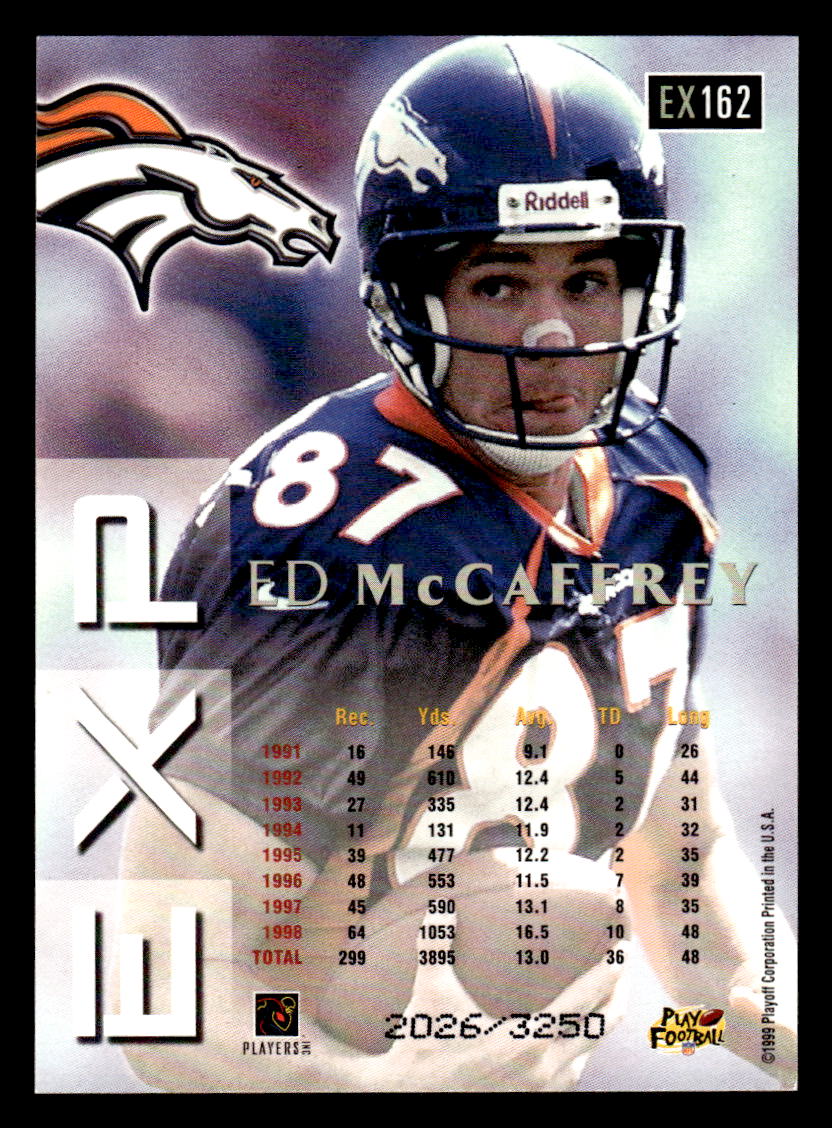 1999 Playoff Prestige EXP Reflections Silver Card #162 Ed McCaffrey #'d /3250 (Broncos)