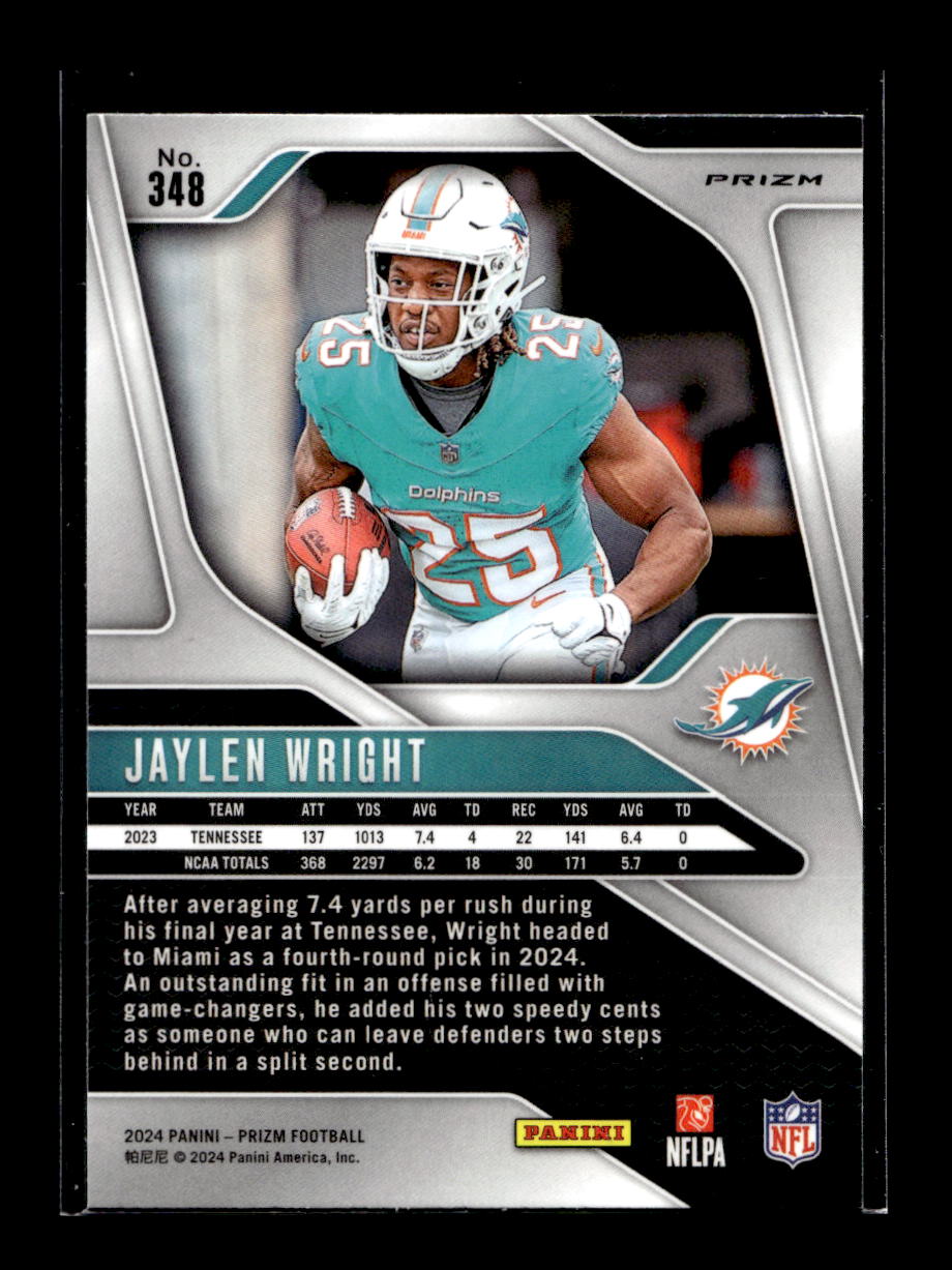 2024 Panini Prizm Prizms Lazer #348 Jaylen Wright (Miami Dolphins)