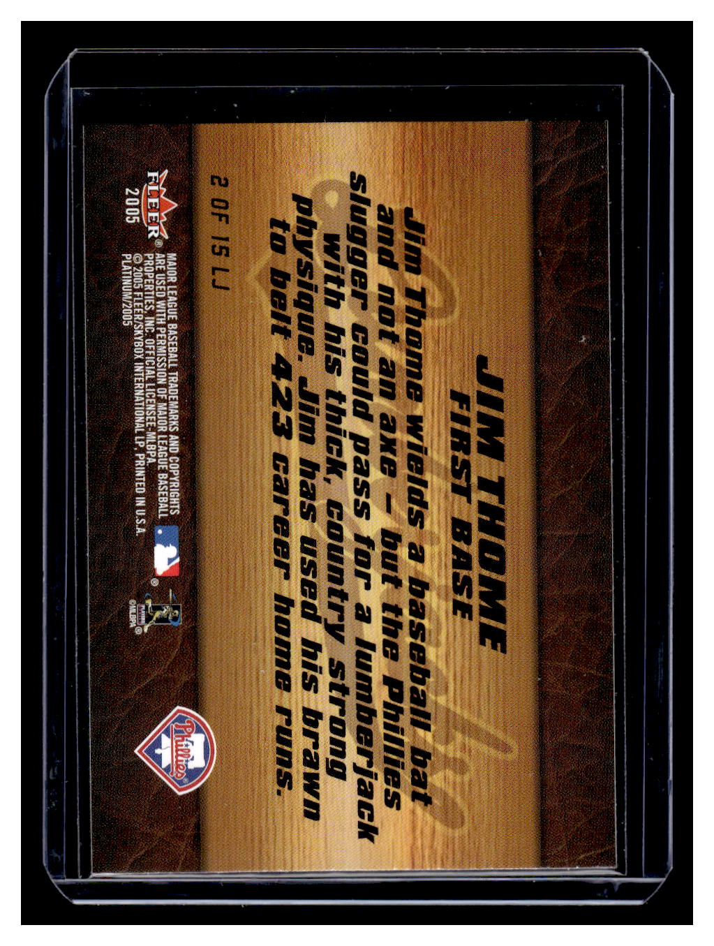 2005 Fleer "Lumberjacks" #LJ-JT Jim Thome (Philadelphia Phillies)