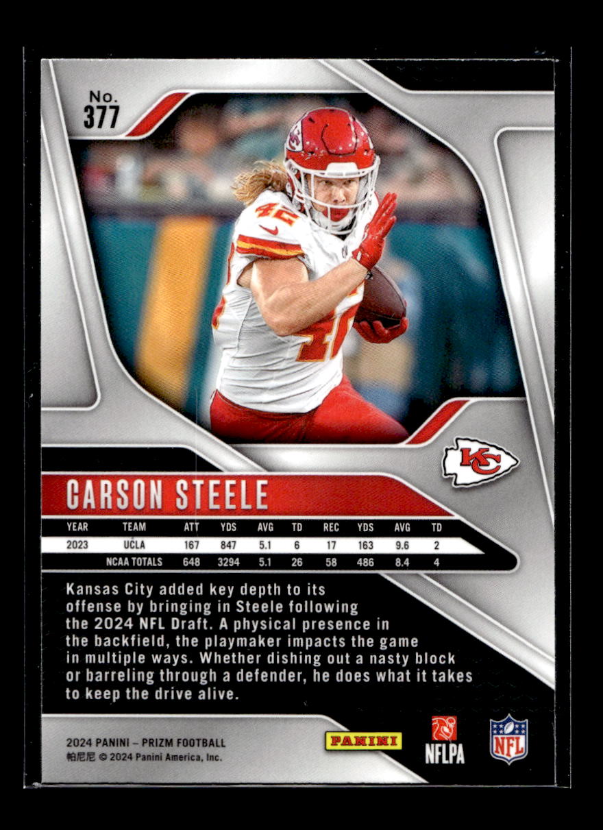 2024 Panini Prizm #377 Carson Steele Rookie (Kansas City Chiefs)