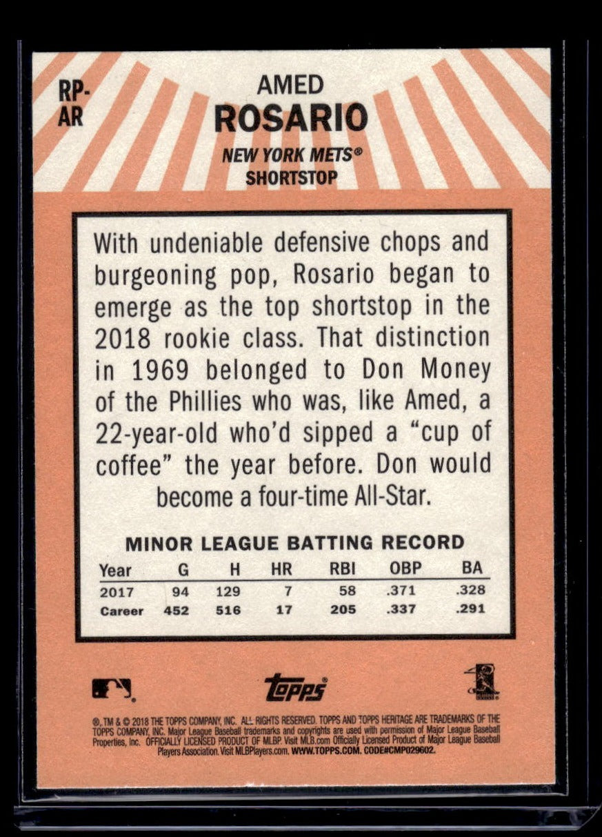 2108 Topps Heritage Rookie Performers #RP-AR Amed Rosario (New York Mets)
