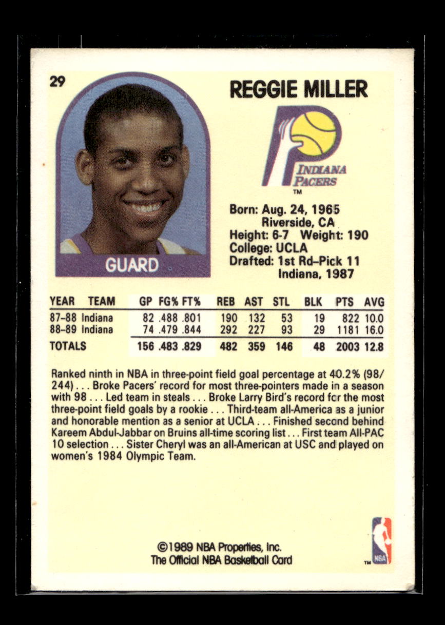 1989-90 Hoops #29 Reggie Miller (Indiana Pacers)