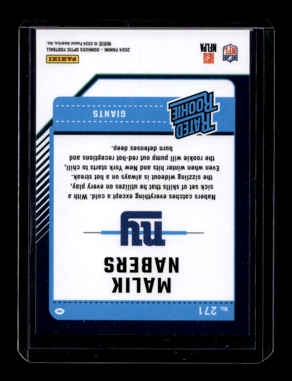 2024 Donruss Optic Malik Nabers Rookie #271 (New York Giants)