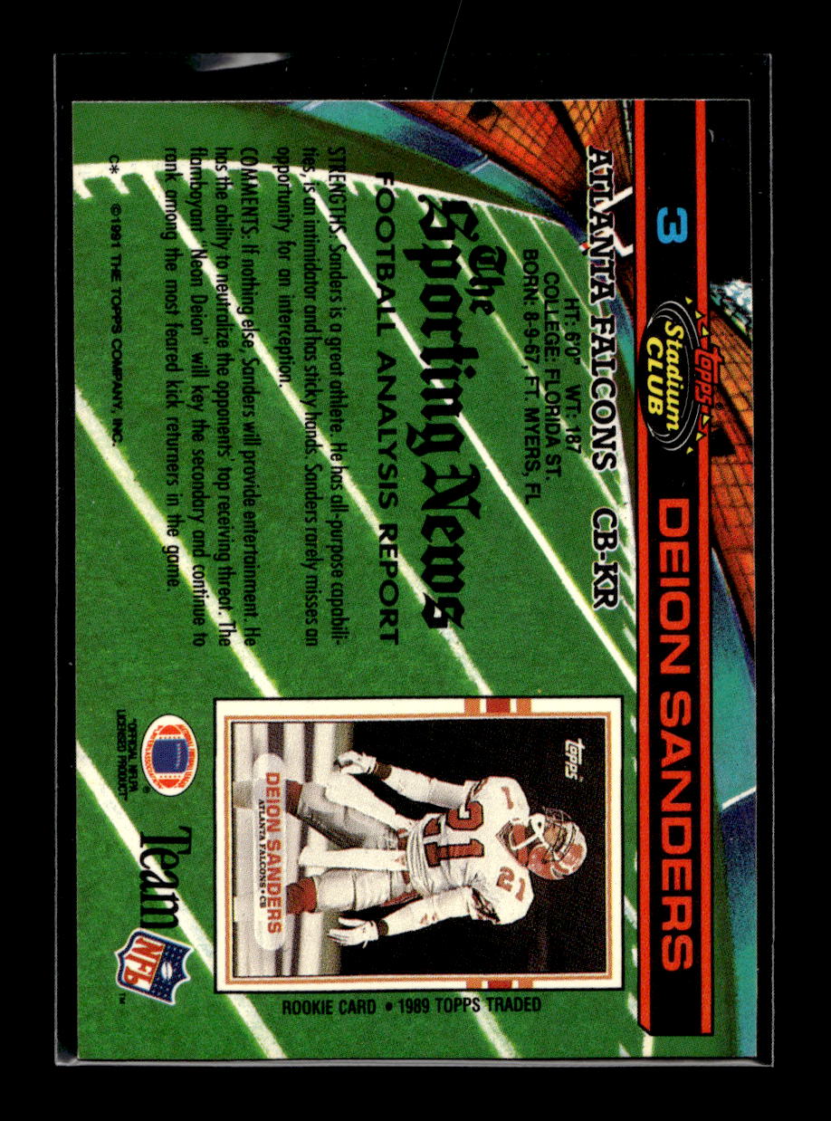 1991 Stadium Club #3 Deion Sanders (Atlanta Falcons)
