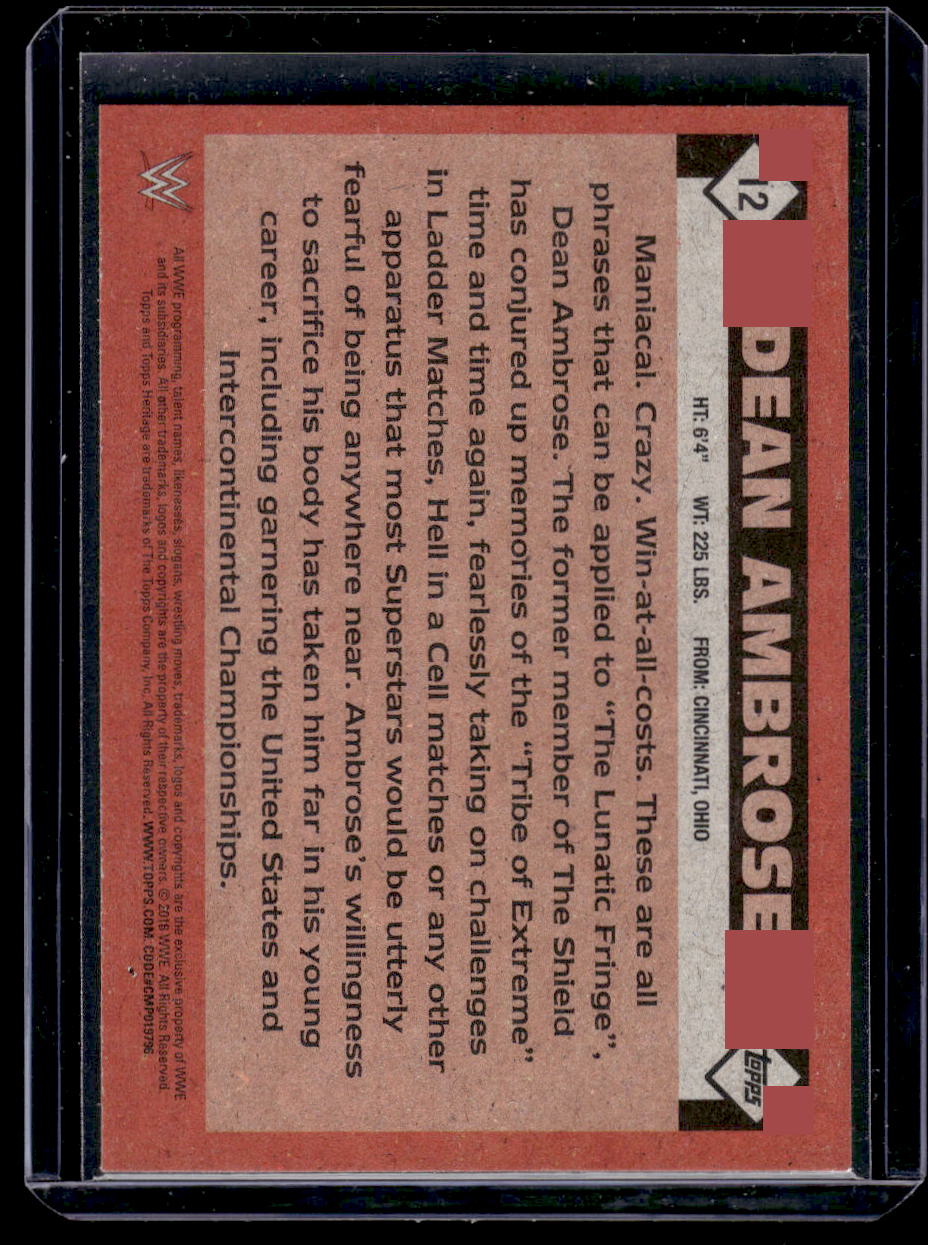 2016 Topps Heritage WWE Superstar Dean Ambrose #12