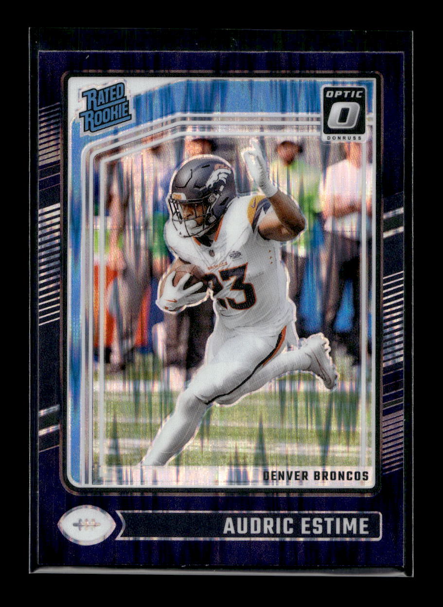 2024 Donruss Optic Purple Shock #206 Audric Estime Rated Rookie (Denver Broncos)