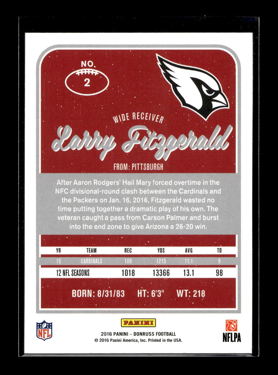 2016 Donruss #2 Larry Fitzgerald (Arizona Cardinals)