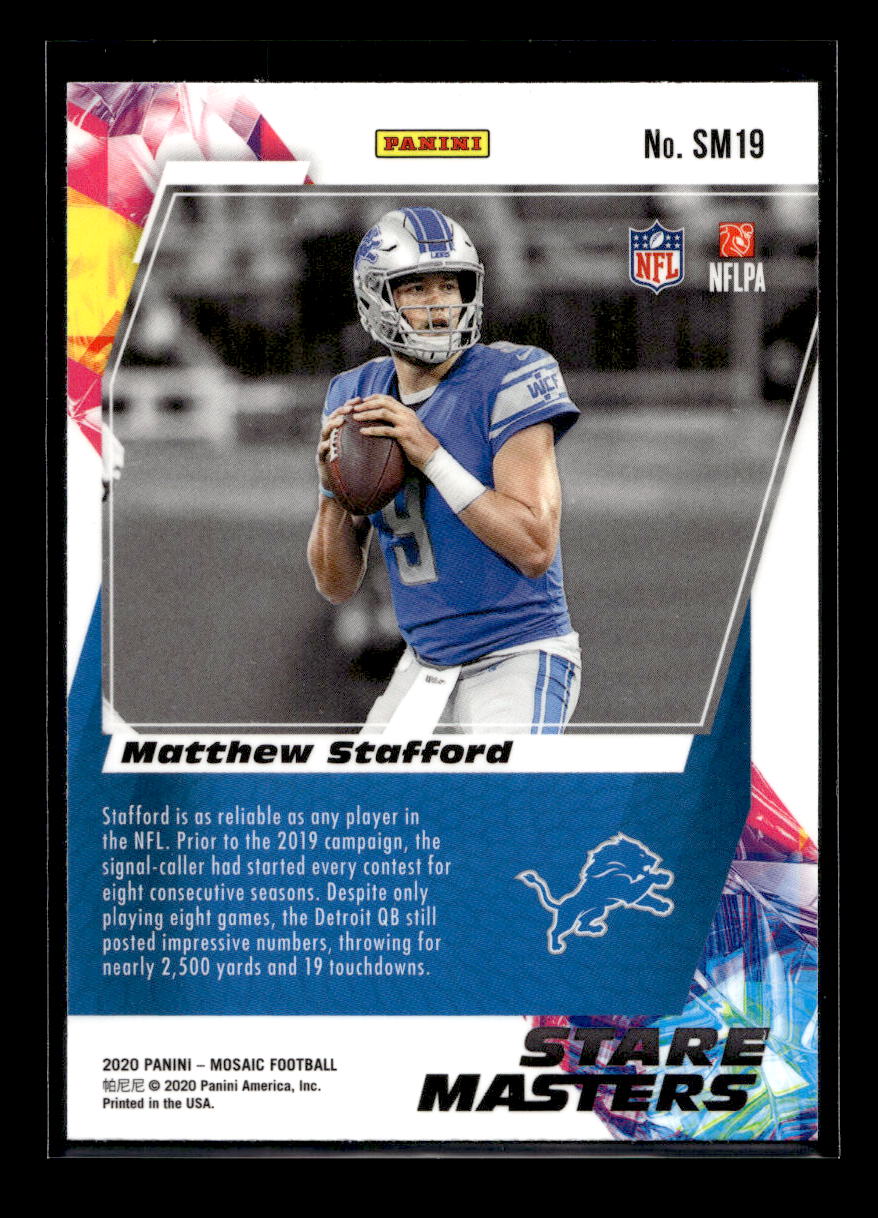 2020 Panini Mosaic Stare Masters #SM19 Matthew Stafford (Detroit Lions)