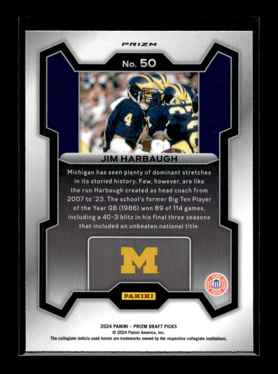 2024 Panini Prizm Draft Picks Prizms Red Ice #50 Jim Harbaugh