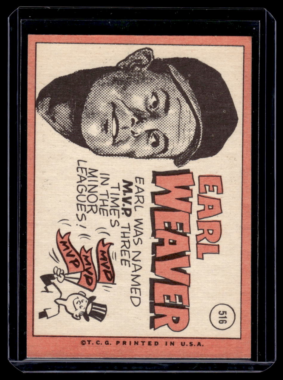 1969 Topps Earl Weaver #516 (Baltimore Orioles)