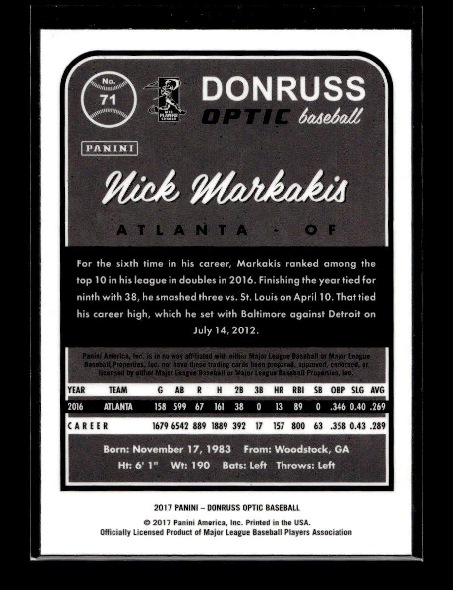 2017 Donruss Optic #71 Nick Markakis (Atlanta Braves)