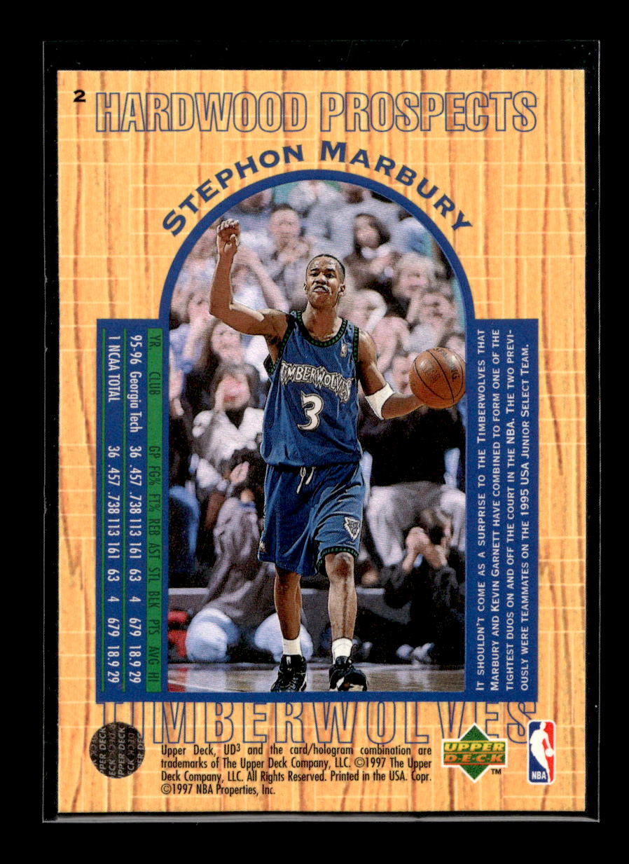 1996-97 UD3 #2 Stephon Marbury Rookie (Minnesota Timberwolves)