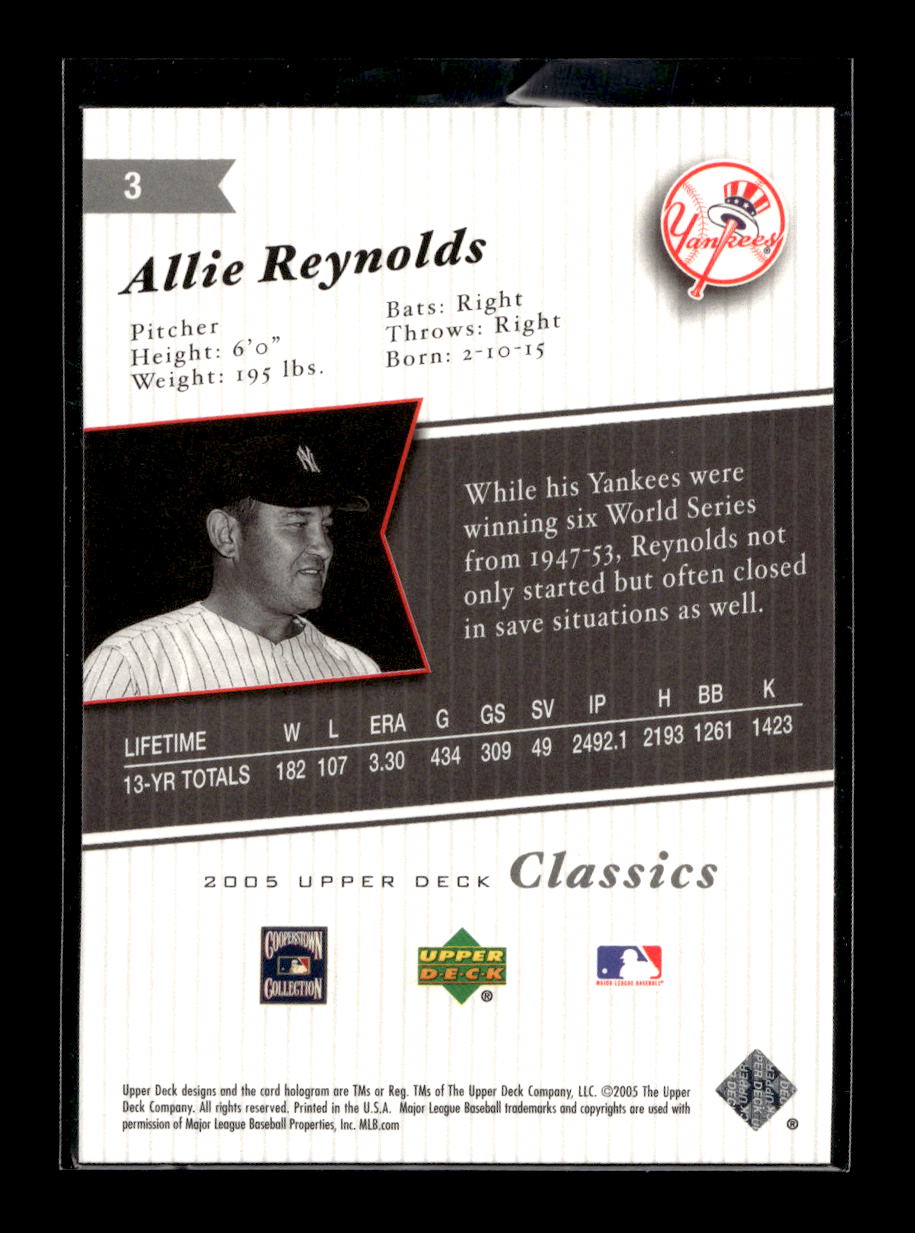 2005 Upper Deck Classics #3 Allie Reynolds (New York Yankees)