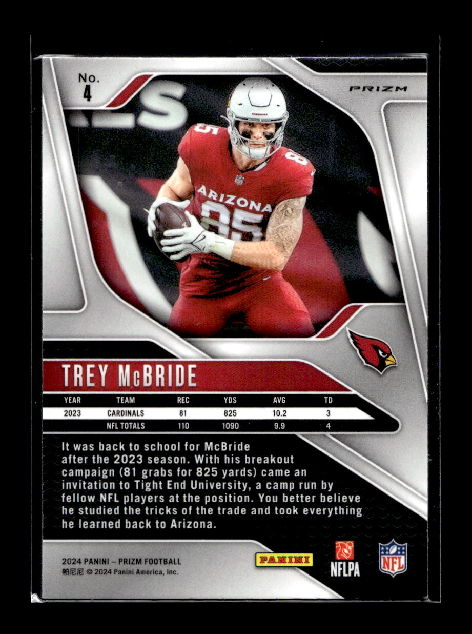 2024 Panini Prizm Prizms Lazer #4 Trey McBride (Arizona Cardinals)