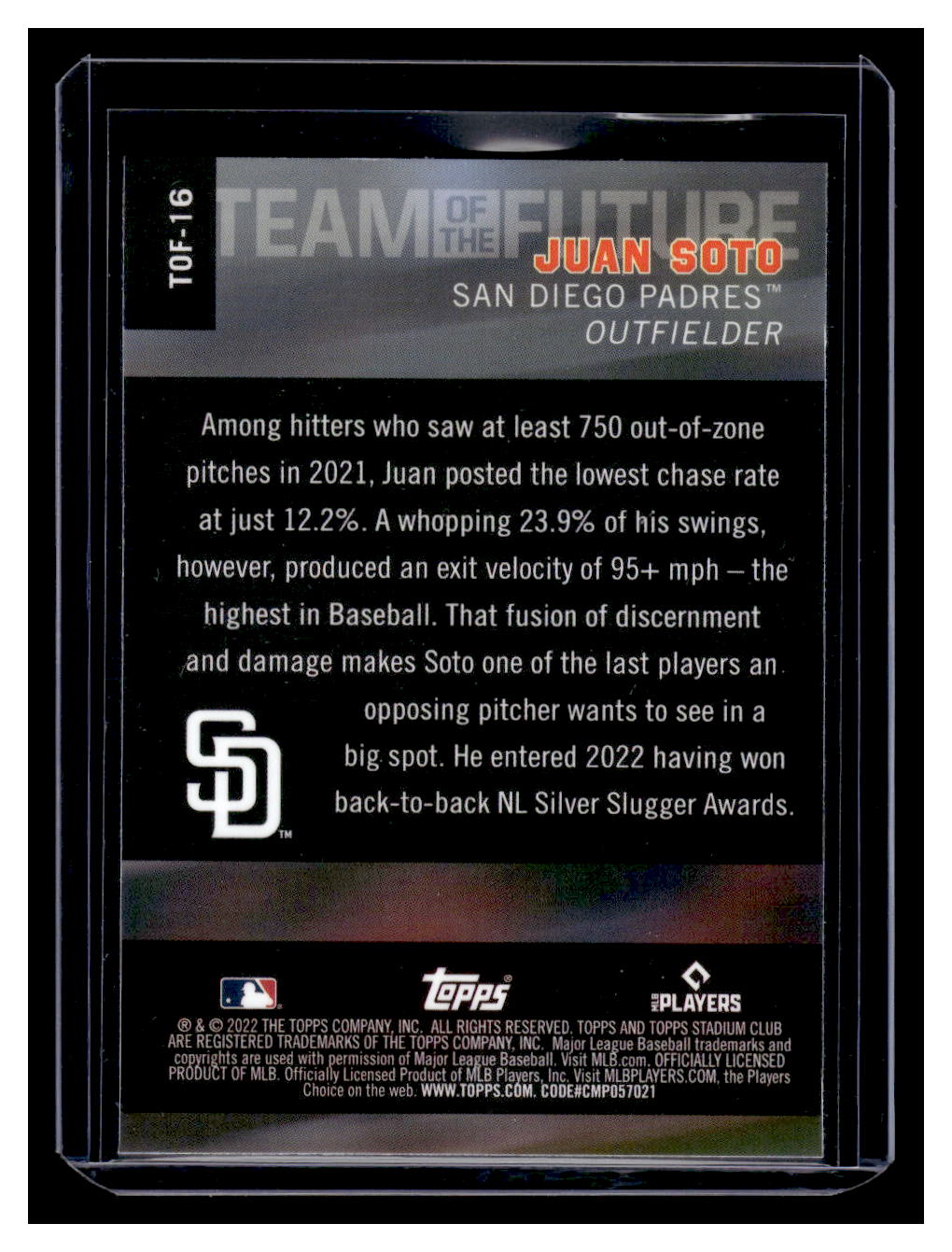 2022 Stadium Club Chrome "Team of the Future" #TOF-16 Juan Soto (San Diego Padres)
