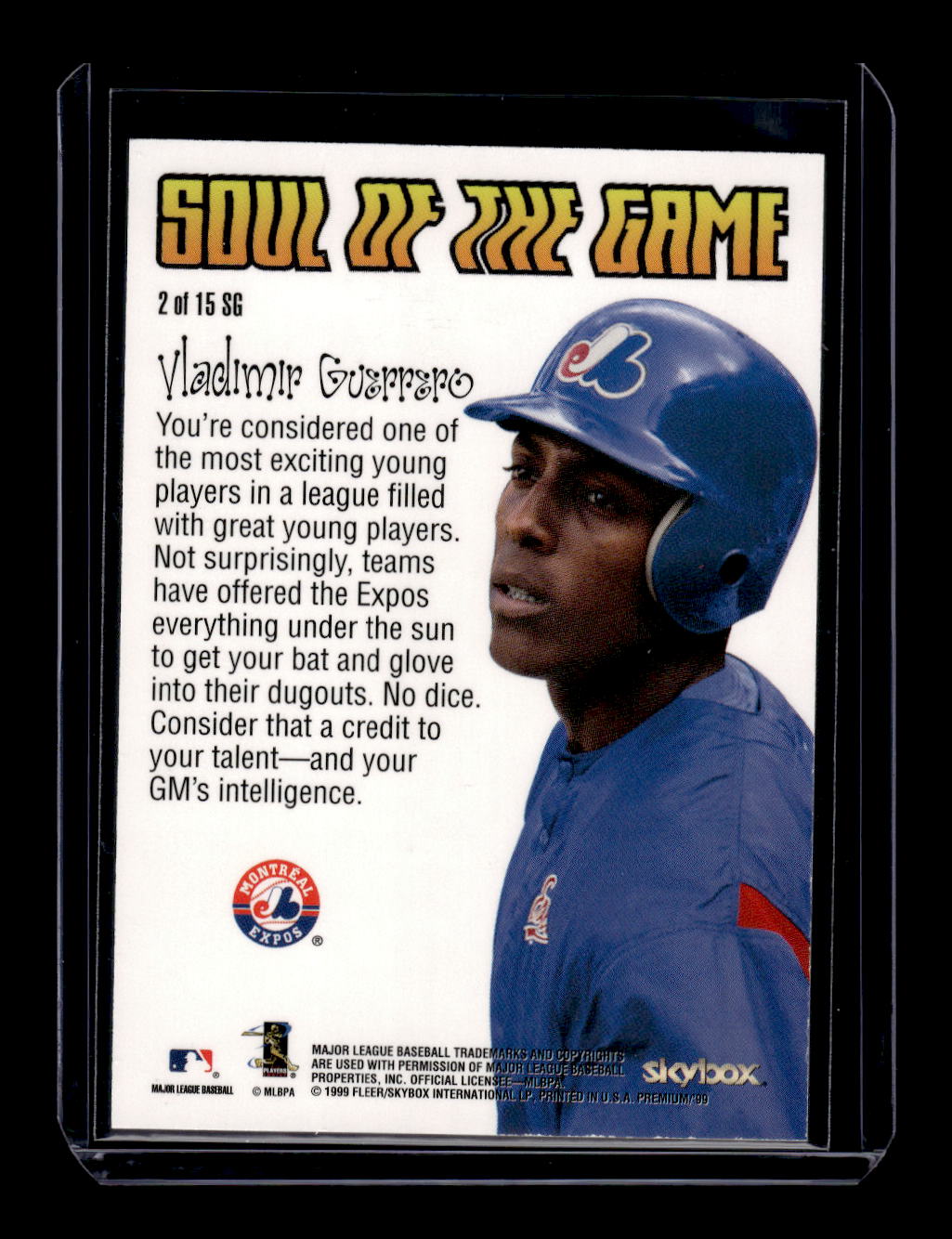 1999 SkyBox Premium Soul of the Game #2 Vladimir Guerrero (Montreal Expos)