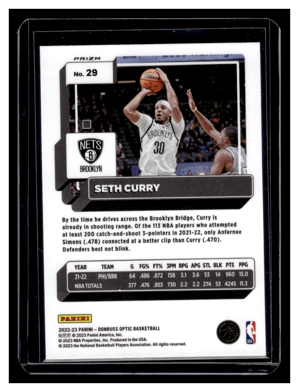 2022-23 Donruss Optic #29 "Red Sparkle" Seth Curry (Golden State Warriors)