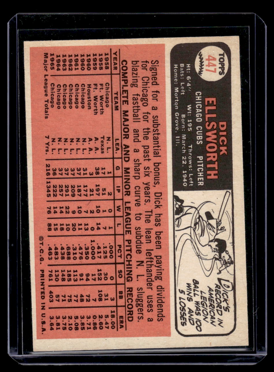 1966 Topps Dick Ellsworth #447 (Chicago Cubs)
