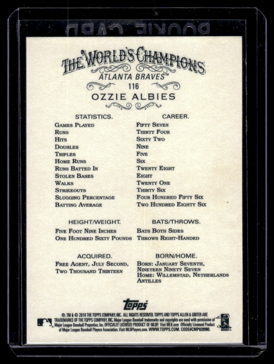 2018 Topps Allen & Ginter Rookie Card #116 Ozzie Albies (Atlanta Braves)