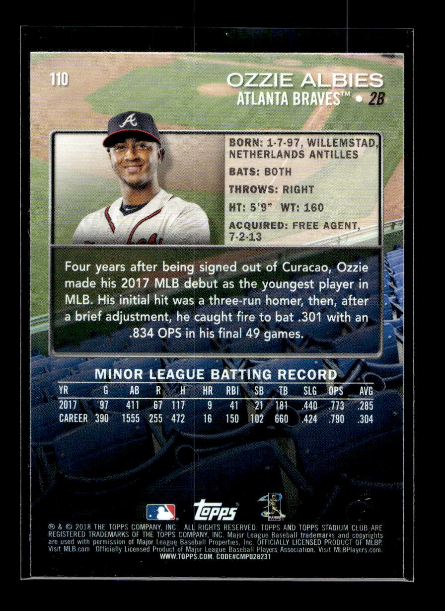 2018 Stadium Club #110 Ozzie Albies Rookie (Atlanta Braves)