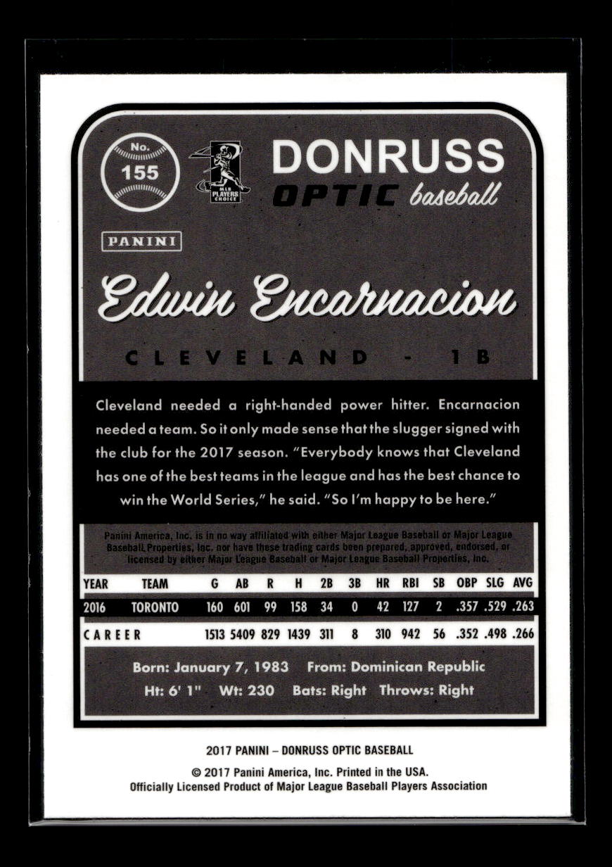 2017 Donruss Optic #155 Edwin Encarnacion (Cleveland Indians)