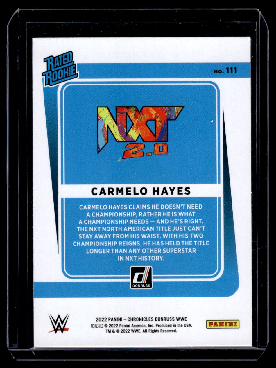 2022 Panini Chronicles Donruss WWE Carmelo Hayes Rated Rookie RC Bronze #111
